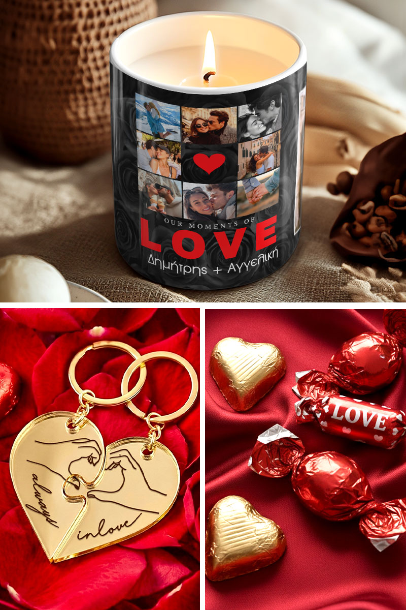 Exclusive Love Kit με Αρωματικό Κερί, 2 Μπρελόκ, Γλυκά & Μπαλόνια