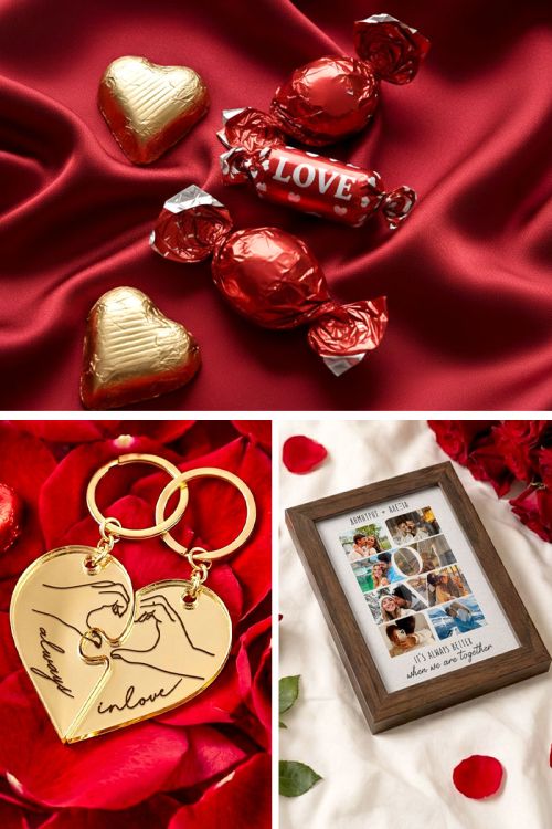 Gift Box Αγάπης με Κορνίζα με Φωτογραφίες, 2 Μπρελόκ, Γλυκά & Μπαλόνια
