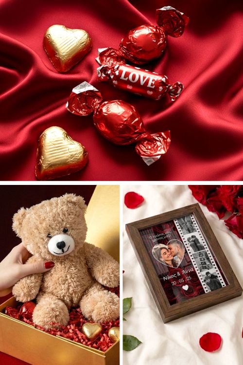 Premium Love Kit με Κορνίζα, Αρκουδάκι, Γλυκά & Μπαλόνια