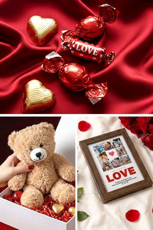Love Box Ζευγαριού με Κορνίζα, Αρκουδάκι, Γλυκά & Μπαλόνια
