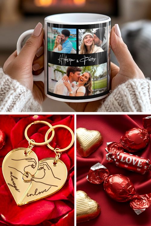 Love Kit για Ερωτευμένους με Κούπα, 2 Μπρελόκ, Γλυκά & Μπαλόνια