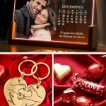 Gift Box Αγάπης με Φωτιστικό, 2 Μπρελόκ, Γλυκά & Μπαλόνια