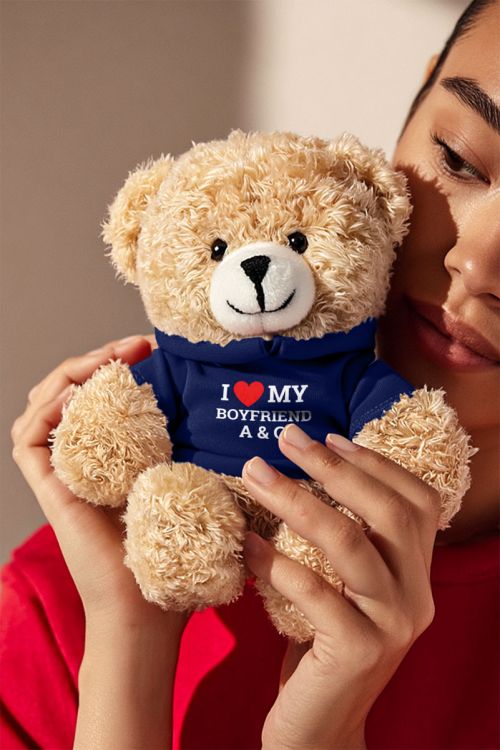 Ρομαντικό Teddy Bear Λούτρινο με Μπλε Μπλούζα