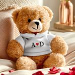 Ρομαντικό Δώρο Valentine Λούτρινο Teddy με Λευκή Μπλούζα