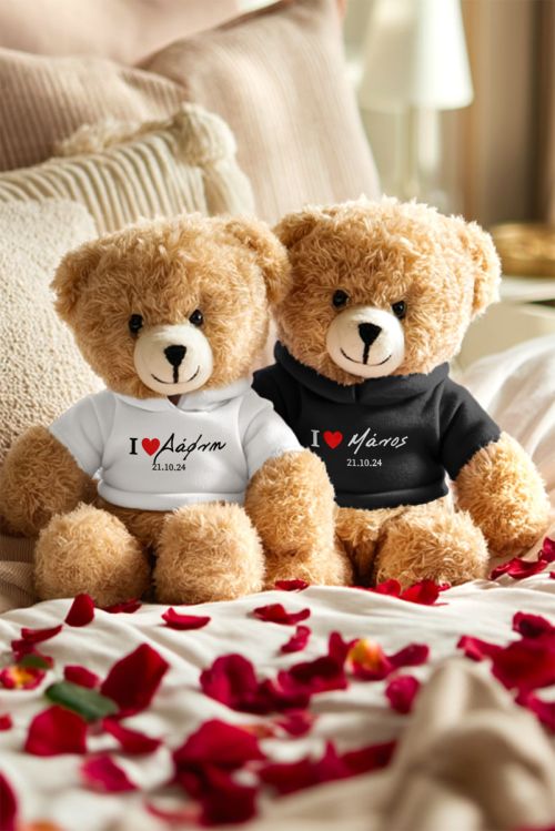 Σετ 2 Λούτρινα Teddies με Ονόματα, Πρωτότυπο Δώρο Ζευγαριού