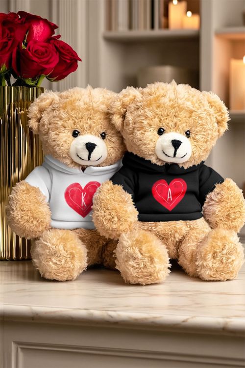 Σετ 2 Λούτρινα Teddy Bears Προσωποποιημένα με Μονόγραμμα