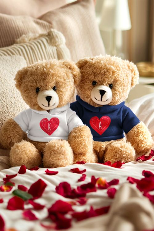 Σετ 2 Λούτρινα Teddy Bears Προσωποποιημένα με Μονόγραμμα