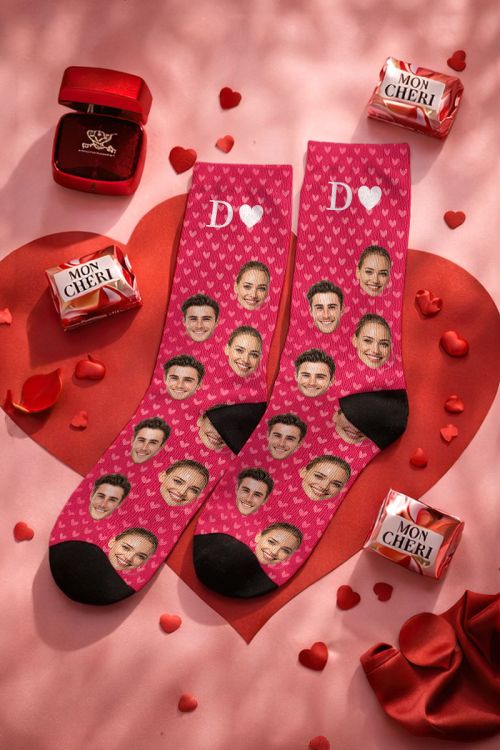 Προσωποποιημένες Valentine Happy Κάλτσες για Ζευγάρια