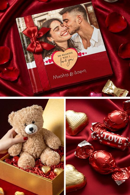 Deluxe Love Kit με Photobook, Αρκουδάκι, Γλυκά & Μπαλόνια