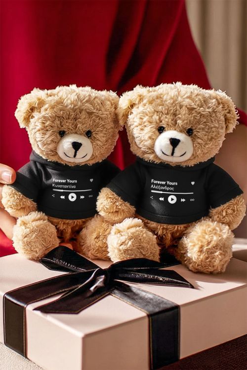 Σετ 2 Λούτρινα Teddy Bears με Αγαπημένο Τραγούδι για Ζευγάρι