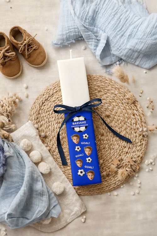 Premium Πασχαλινή Λαμπάδα με Φωτογραφία & Μπλε Ομάδα