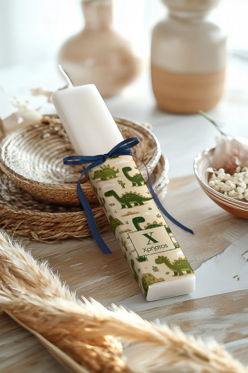 Προσωποποιημένη Λαμπάδα για Αγόρι με Όνομα & Δεινόσαυρους