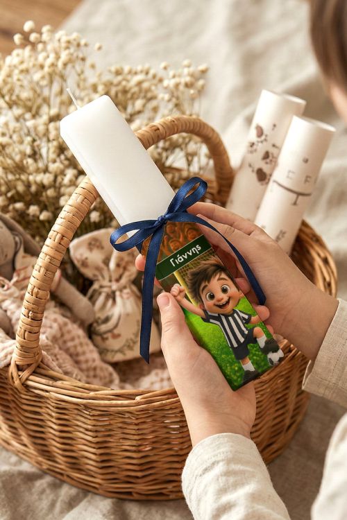Πασχαλινή Λαμπάδα για Αγόρι με Όνομα & Ασπρόμαυρη Φανέλα