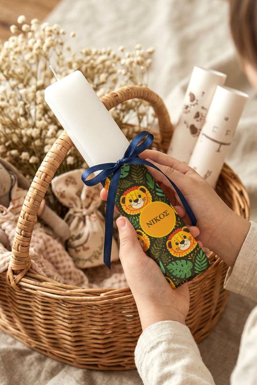 Premium Παιδική Λαμπάδα με Όνομα και Σχέδιο Λιοντάρι