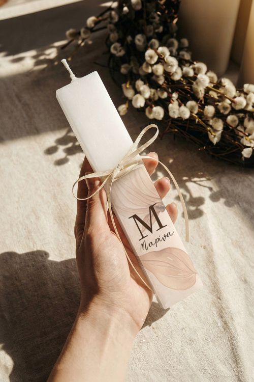Πλακέ Premium Πασχαλινή Λαμπάδα με Όνομα & Σχέδιο Floral