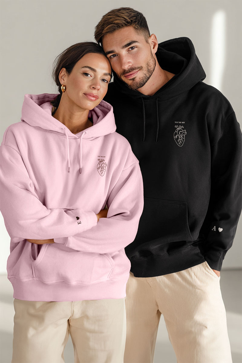 2 Matching Φούτερ με Κουκούλα My Heart, Δώρο για Ζευγάρι
