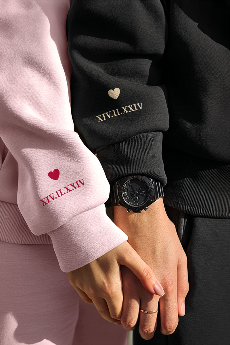 2 Matching Hoodies με Μονογράμματα, Δώρο για Ζευγάρι
