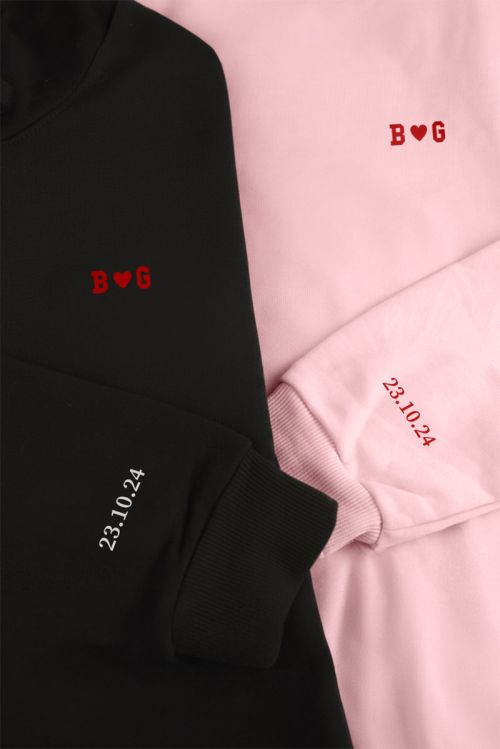 2 Matching Φούτερ με Κουκούλα & Μονόγραμμα, Valentine Gift