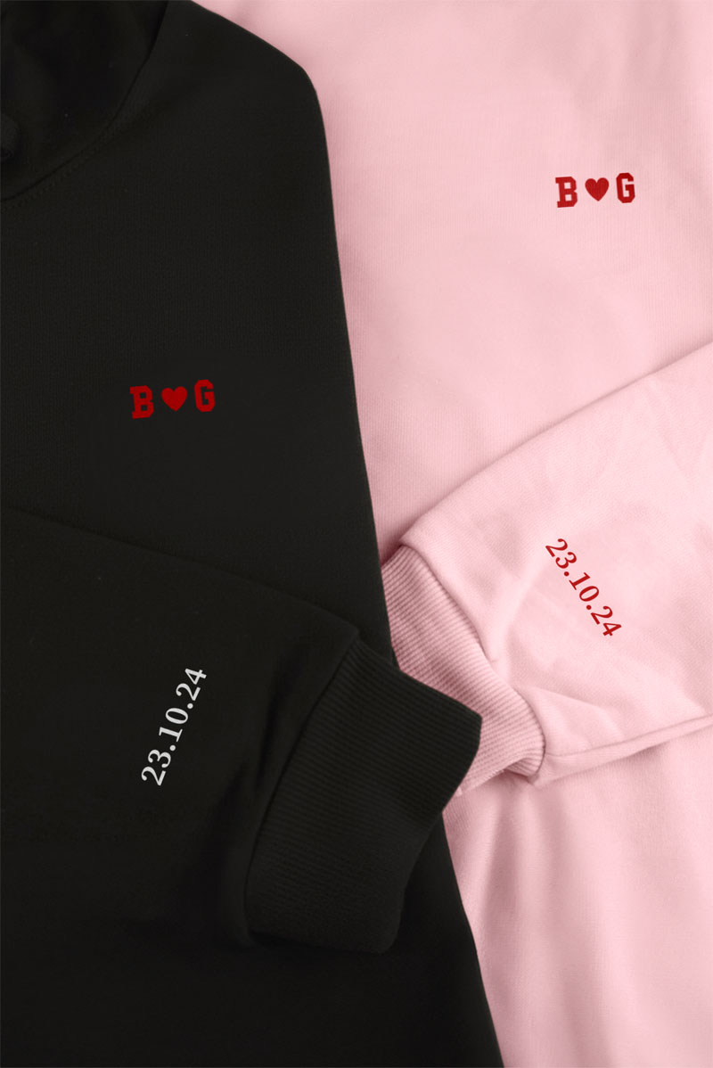 2 Matching Φούτερ με Κουκούλα & Μονόγραμμα, Valentine Gift
