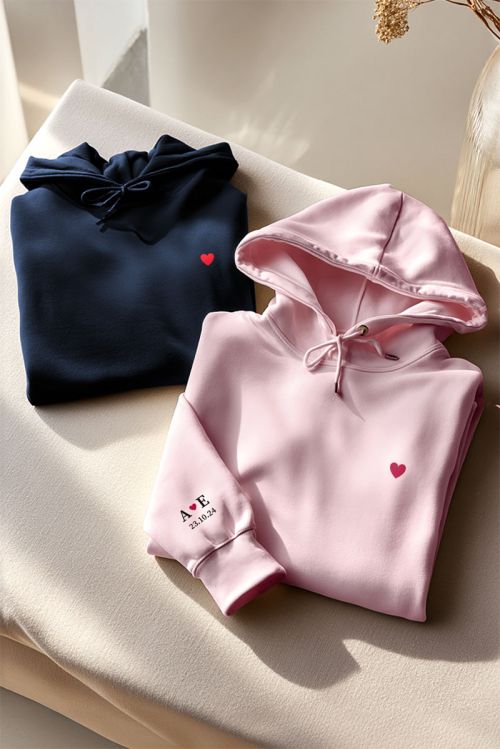 2 Matching Hoodies με Ημερομηνία, Δώρο για Ζευγάρι
