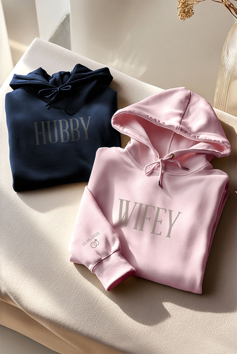 2 Matching Hooddies Wifey & Hubby, Δώρο για Ζευγάρι