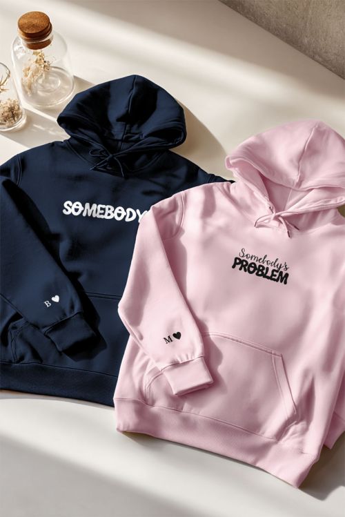 2 Matching Hoodies με Μονόγραμμα, Δώρο για Ζευγάρι