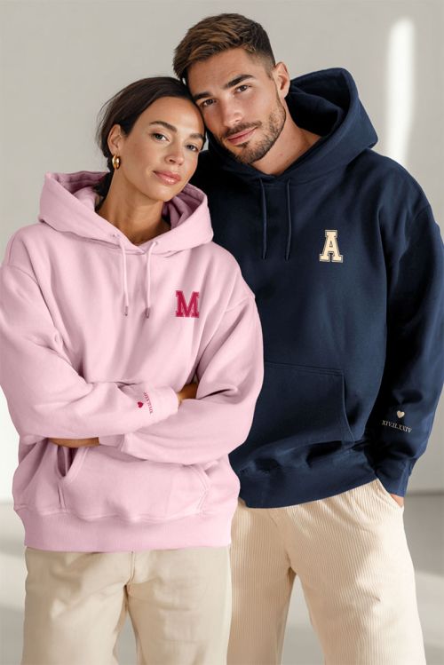 2 Matching Hoodies με Μονογράμματα, Δώρο Valentines Day