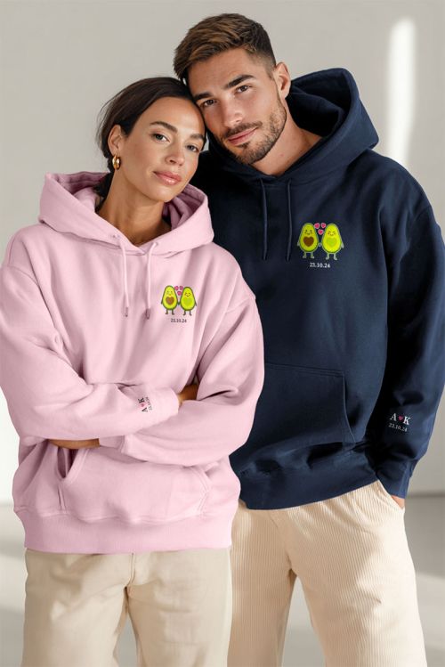 2 Matching Φούτερ με Κουκούλα Avocado, Δώρο για Ζευγάρι