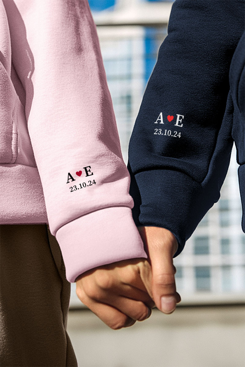 2 Matching Hoodies με Ημερομηνία, Δώρο για Ζευγάρι