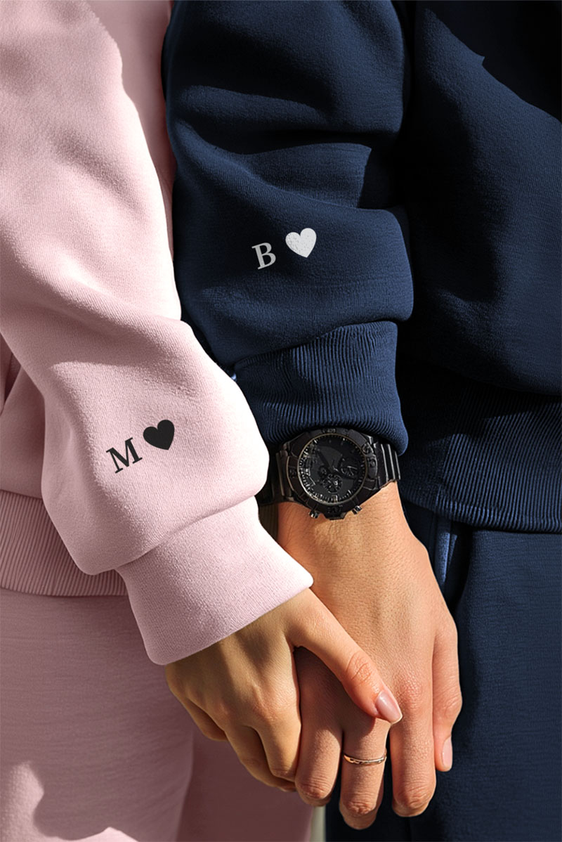 2 Matching Hoodies με Μονόγραμμα, Δώρο για Ζευγάρι
