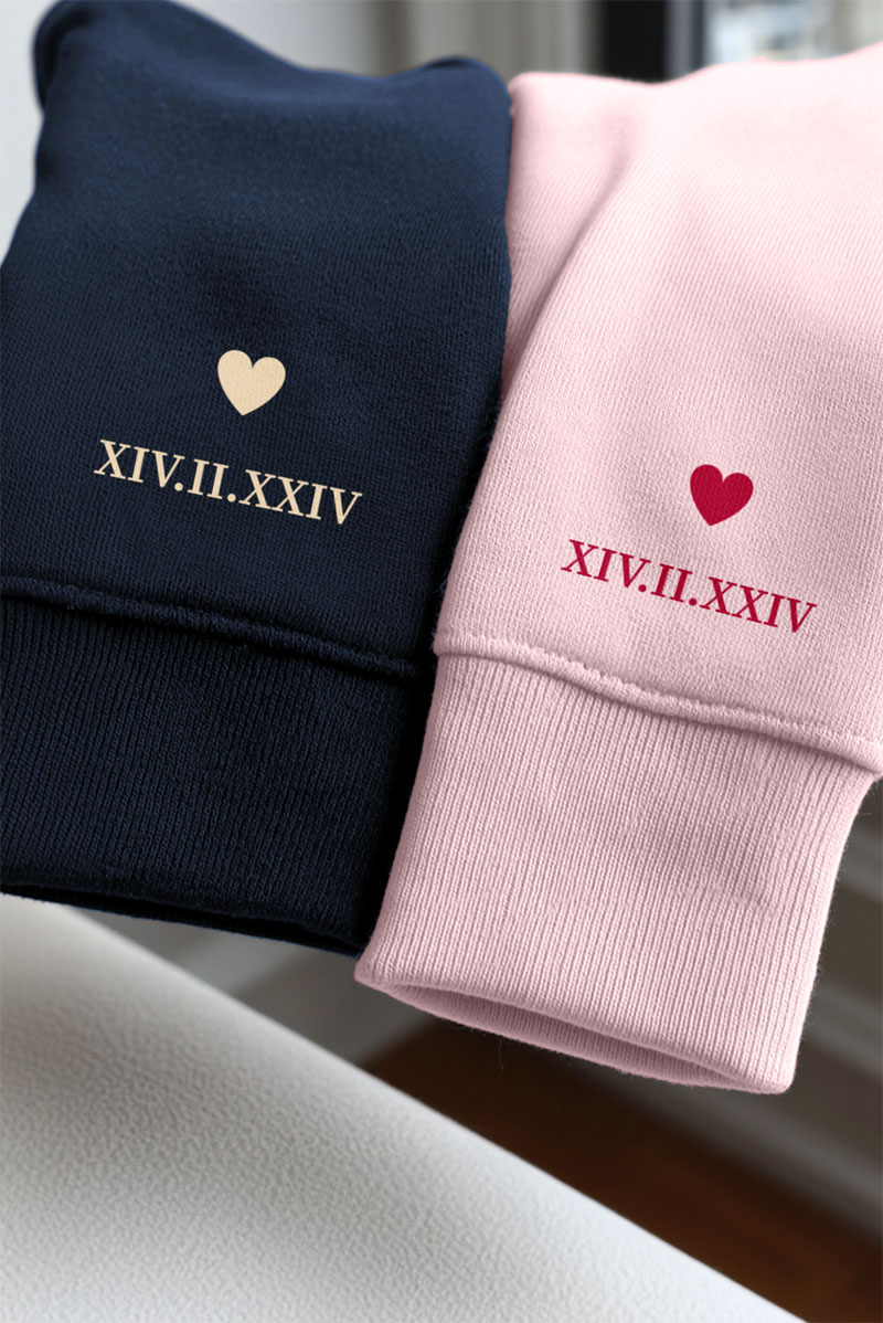 2 Matching Hoodies με Μονογράμματα, Δώρο Valentines Day