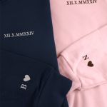 2 Matching Hoodies με Καρδιά & Μονόγραμμα, Δώρο για Ζευγάρι