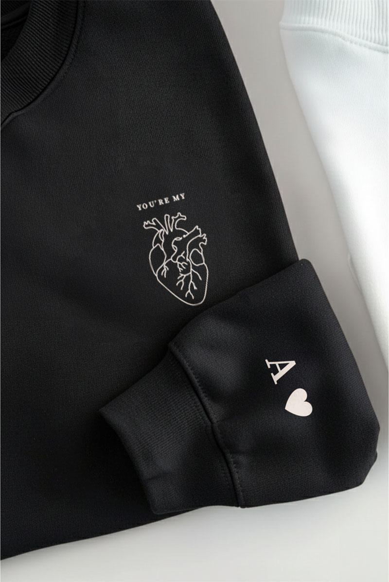 matching-sweatshirts-set-gia-zeugaria-me-ektipwsi-mauro-aspro-q-0004-6 2 Matching Φούτερ με Σχέδιο My Heart, Δώρο για Ζευγάρια