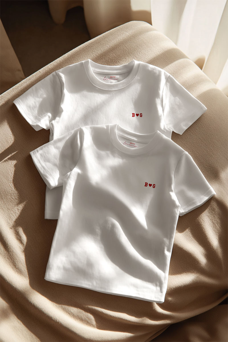 2 Matching T-shirts με Μονογράμματα, Ιδανικό Δώρο Αγάπης