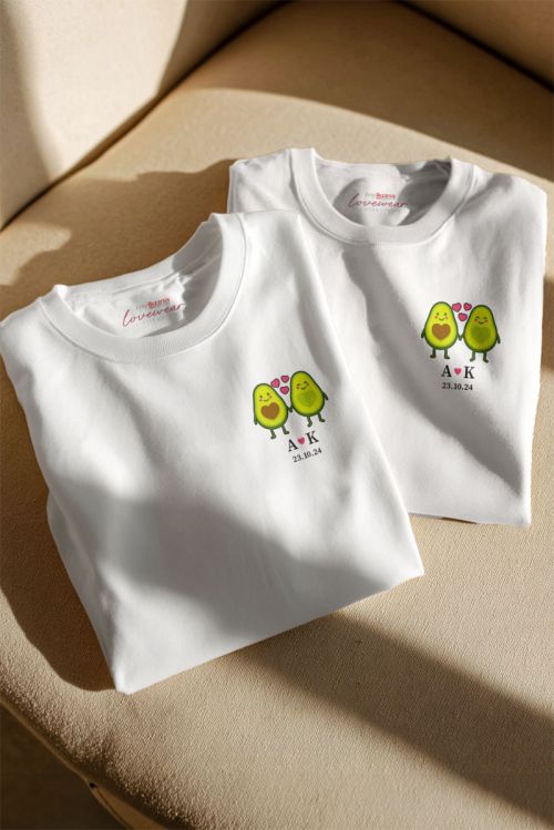 2 Matching T-shirts Avocado Love, Τέλειο Δώρο για Ζευγάρι