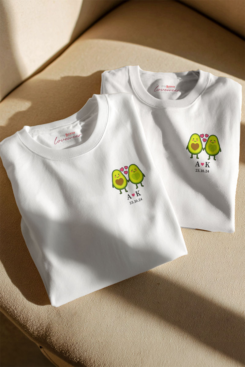2 Matching T-shirts Avocado Love, Τέλειο Δώρο για Ζευγάρι