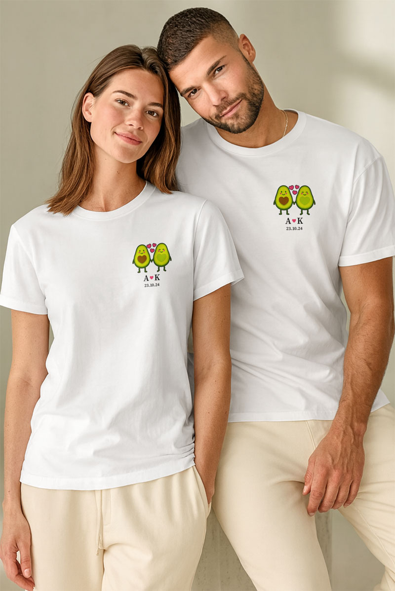 2 Matching T-shirts Avocado Love, Τέλειο Δώρο για Ζευγάρι