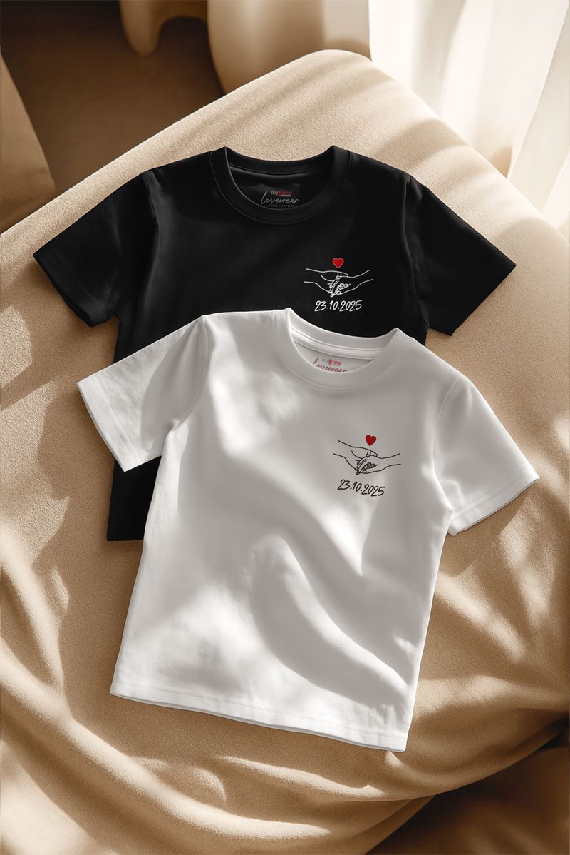2 Matching T-shirts me Imerominia, Doro gia Giorti Erotevmenon