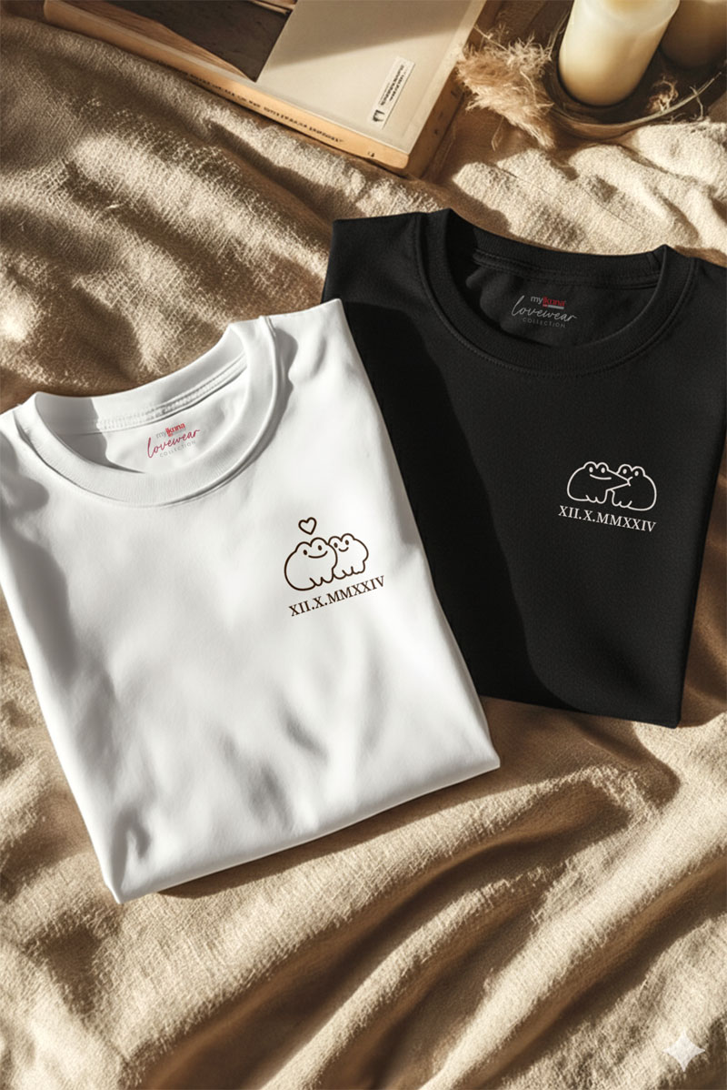 2 Matching T-shirts με Κείμενο, Premium Δώρο Αγίου Βαλεντίνου