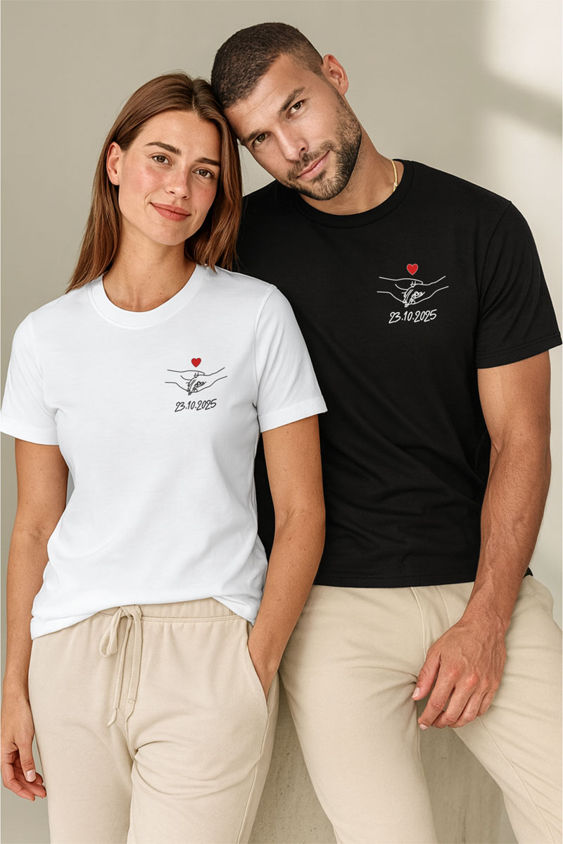 2 Matching T-shirts me Imerominia, Doro gia Giorti Erotevmenon