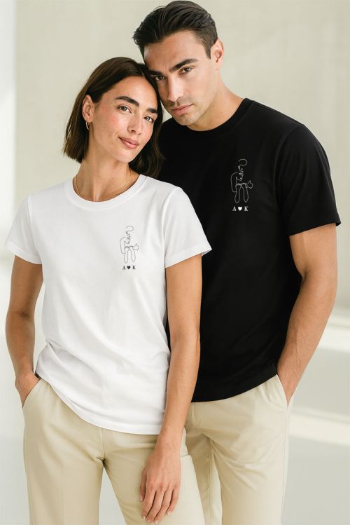 2 Matching T-shirts με Μονογράμματα, Μοναδικό Δώρο Ζευγαριού