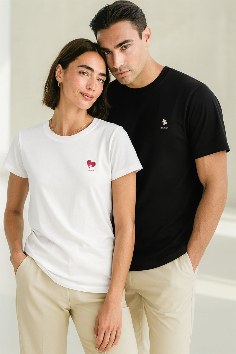 2 Matching T-shirts με Ημερομηνία, Δώρο Αγίου Βαλεντίνου
