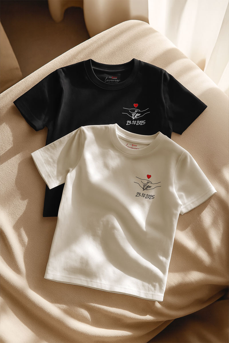 2 Matching T-shirts με Πρωσοποποίηση, Μοναδικό Δώρο Ζευγαριού