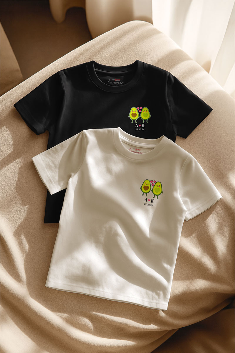 2 Matching T-shirts με Avocado Love, Δώρο για Ζευγάρι