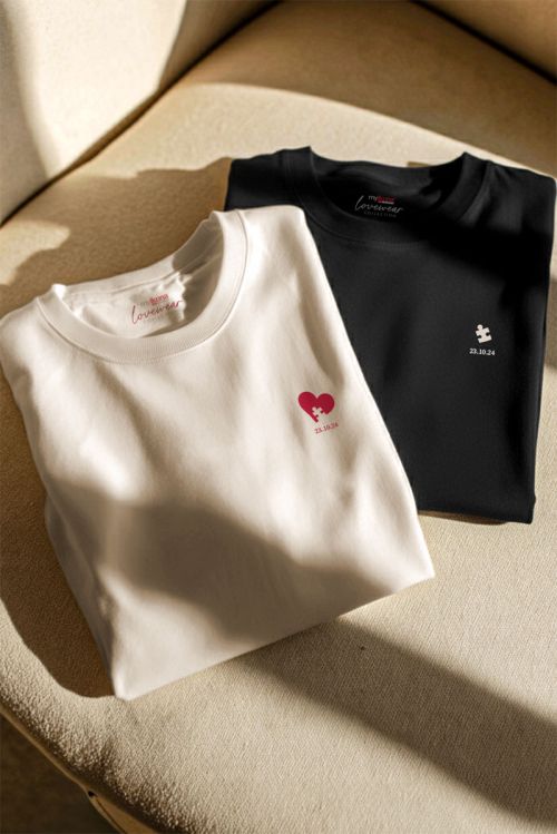 2 Matching T-shirts με Πρωσοποποίηση, Ιδανικό Δώρο Αγάπης
