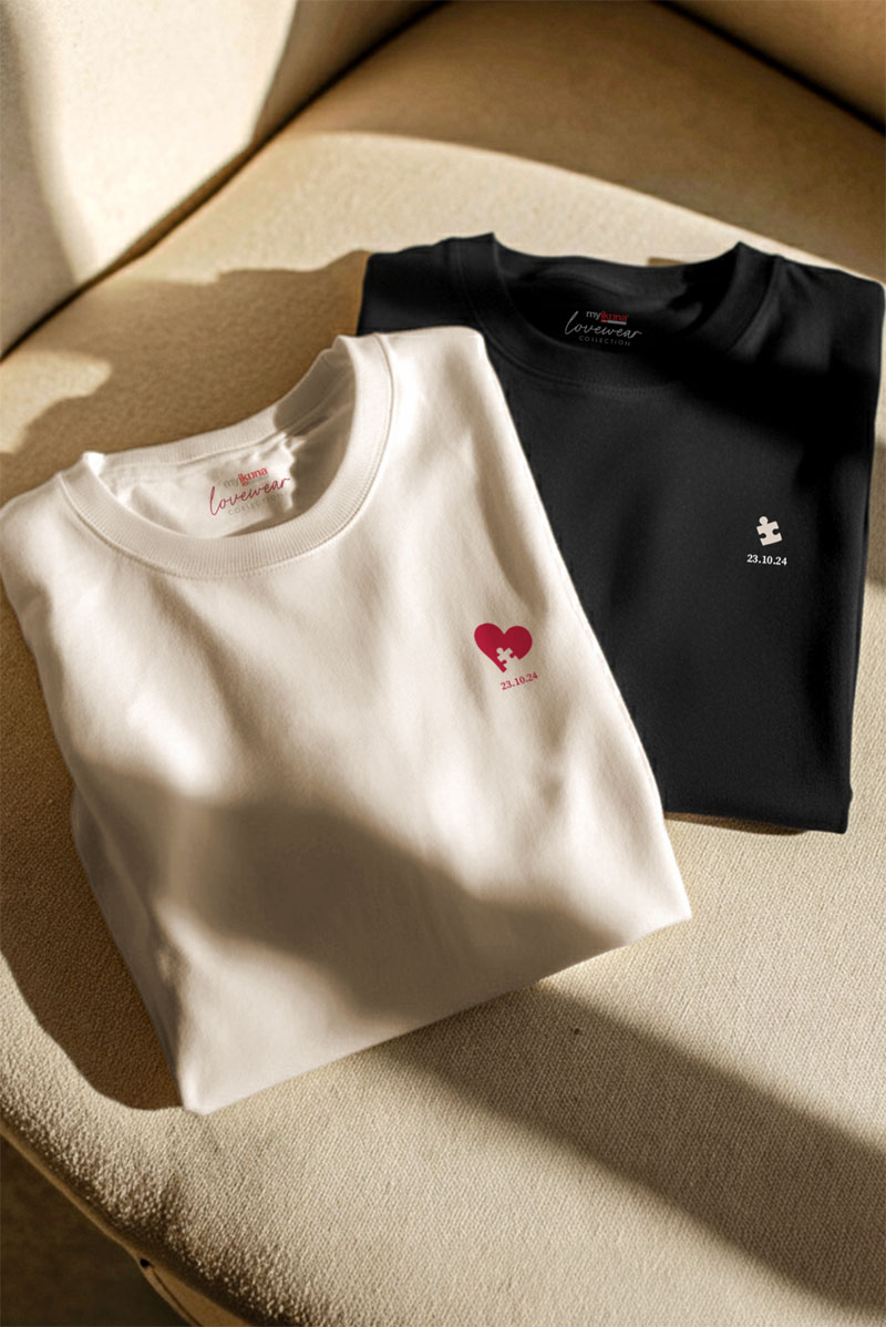 2 Matching T-shirts με Πρωσοποποίηση, Ιδανικό Δώρο Αγάπης