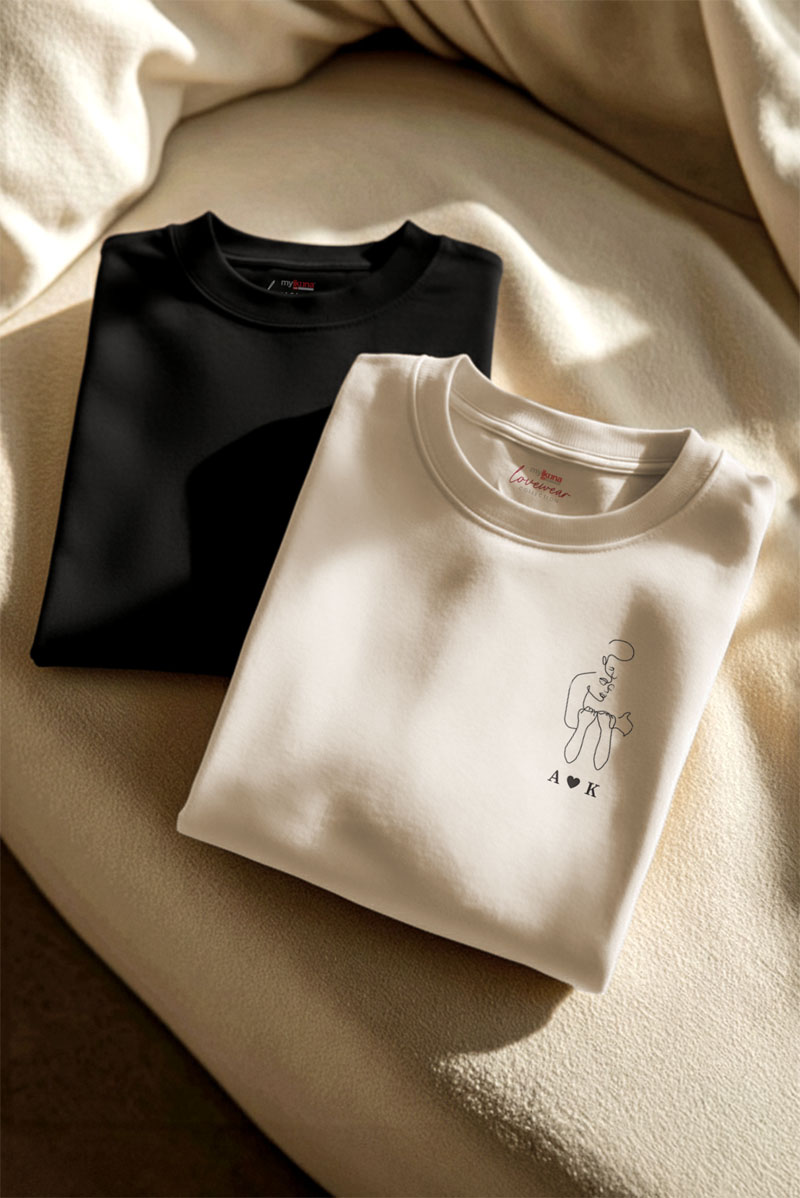 2 Matching T-shirts με Μονογράμματα, Ιδανικό Δώρο Ζευγαριού