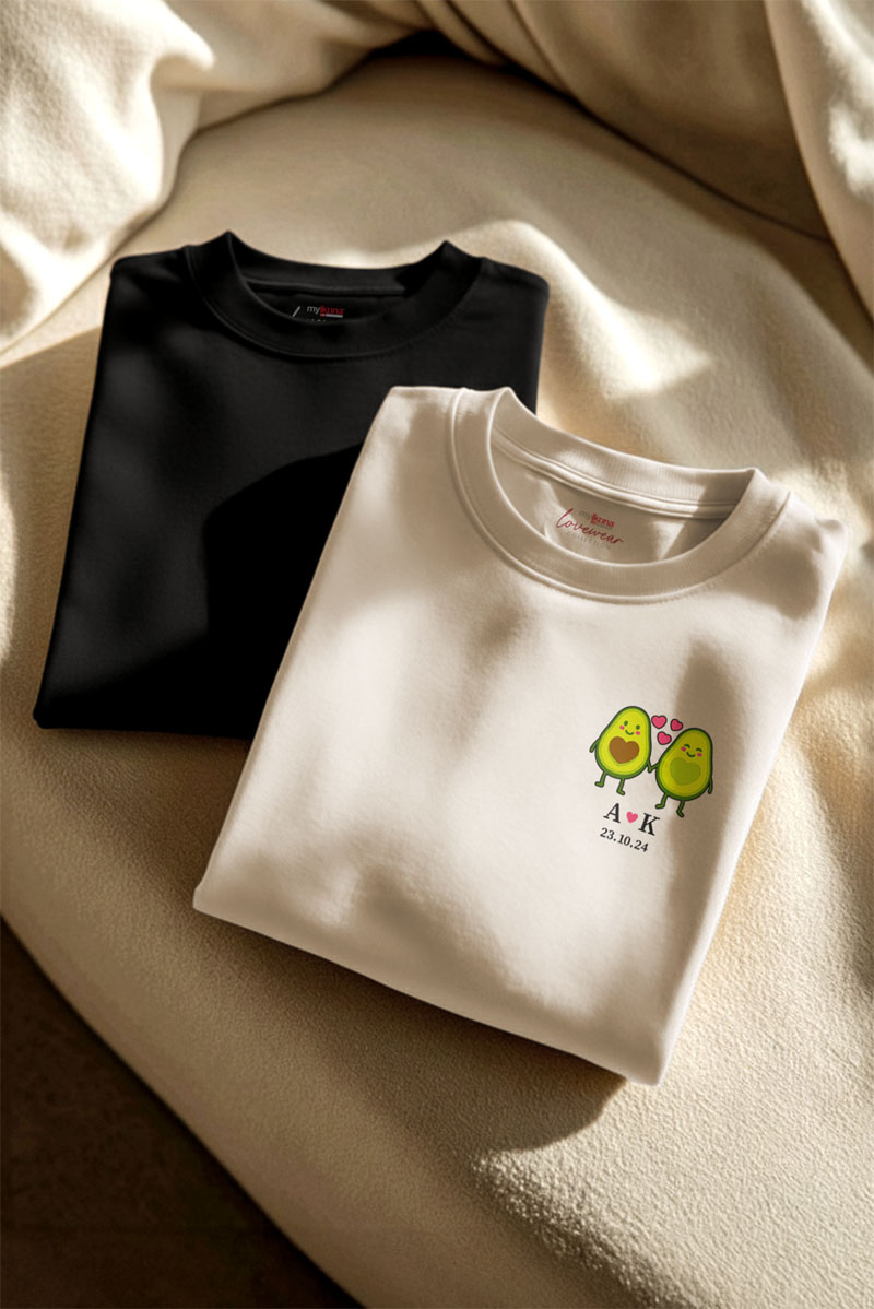 matching-tshirt-set-gia-zeugaria-me-ektipwsi-mauro-mpez-d-0004-4 2 Matching T-shirts με Avocado Love, Δώρο για Ζευγάρι