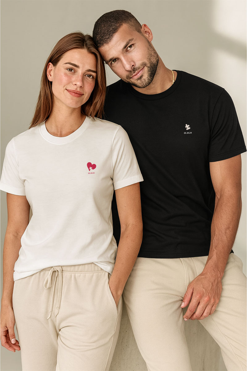 2 Matching T-shirts με Πρωσοποποίηση, Ιδανικό Δώρο Αγάπης