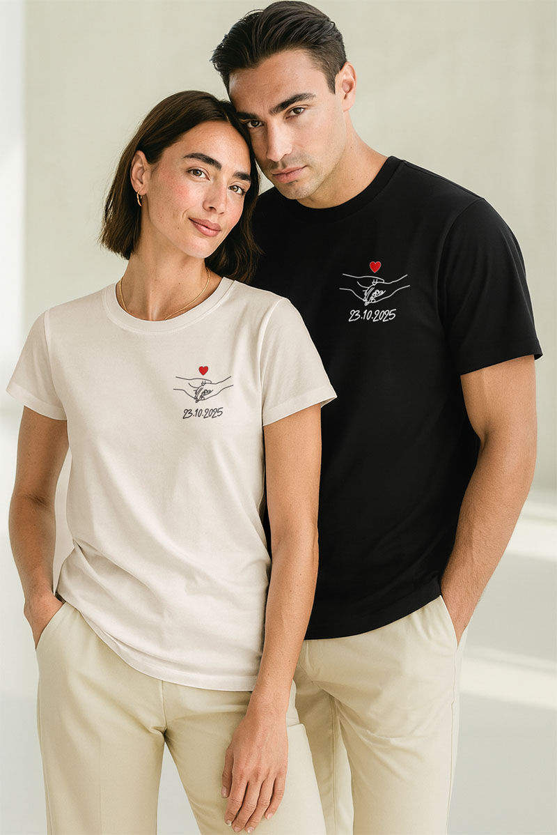 2 Matching T-shirts με Πρωσοποποίηση, Μοναδικό Δώρο Ζευγαριού